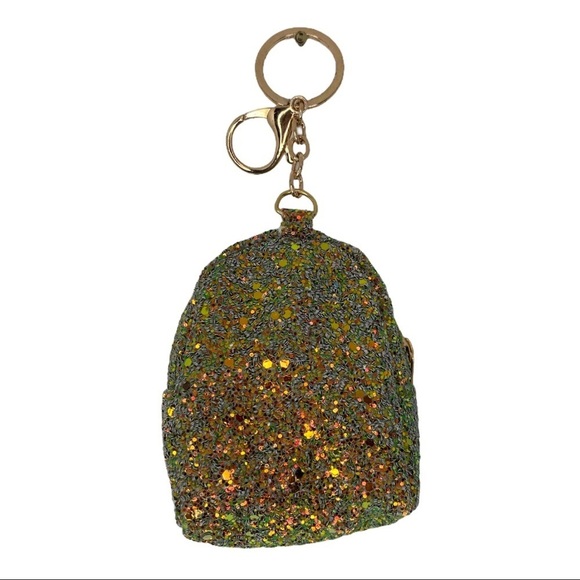 GLITTER‎ PINEAPPLE MINI BACKPACK COIN PURSE KEYCHAIN IN GREEN - Picture 3 of 5